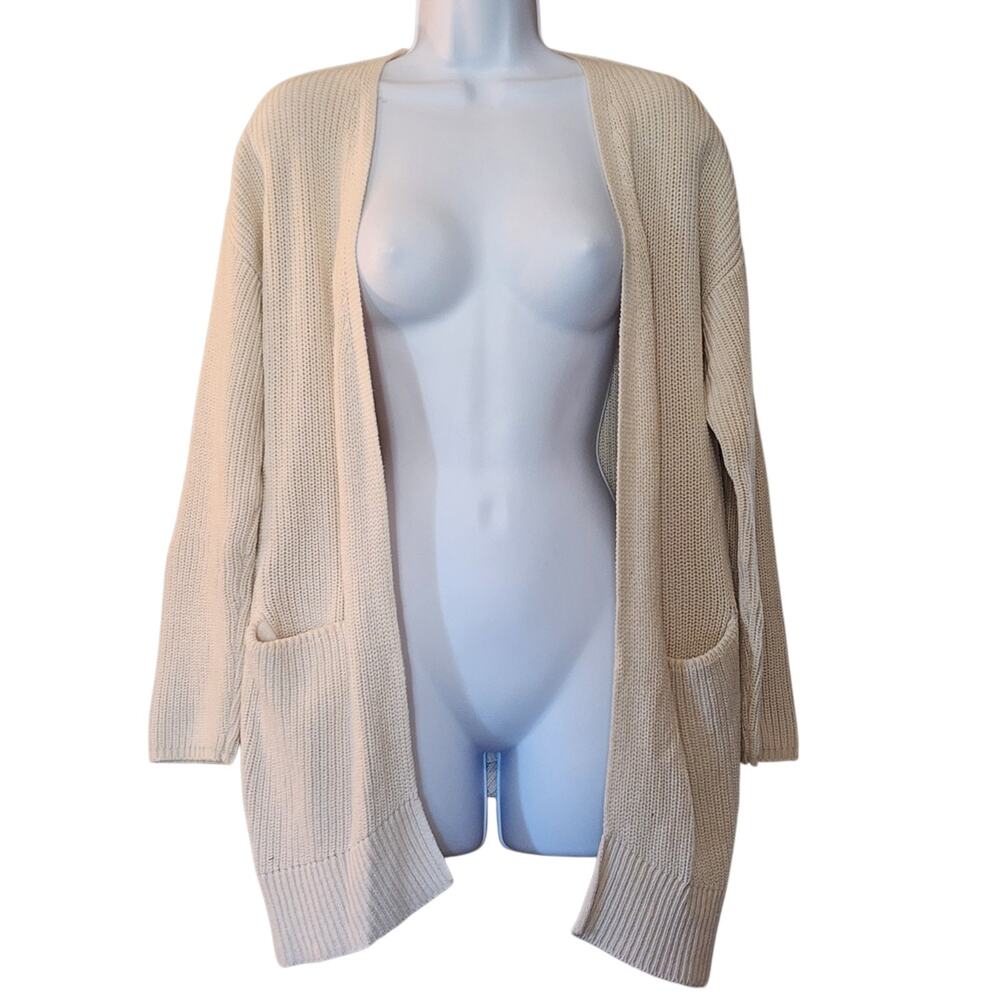 Universal Thread Womens Open Front Duster Sweater Size XS Beige Pockets Cardigan